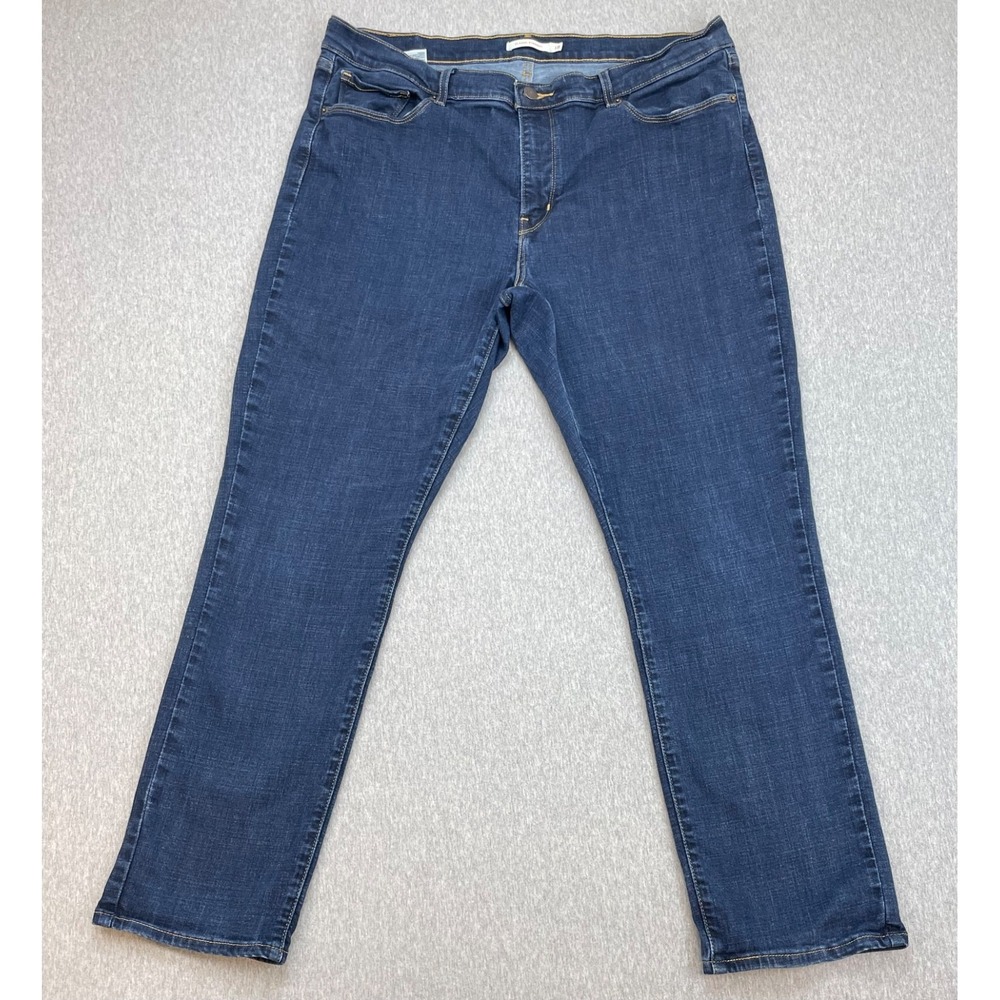 Levis Jeans Womens‎ 18M (34 x 30) Blue Cotton Blend Stretch Straight Mid-Rise
